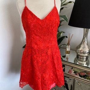 Lovers + Friends adorable Burnt orange lace romper Size S